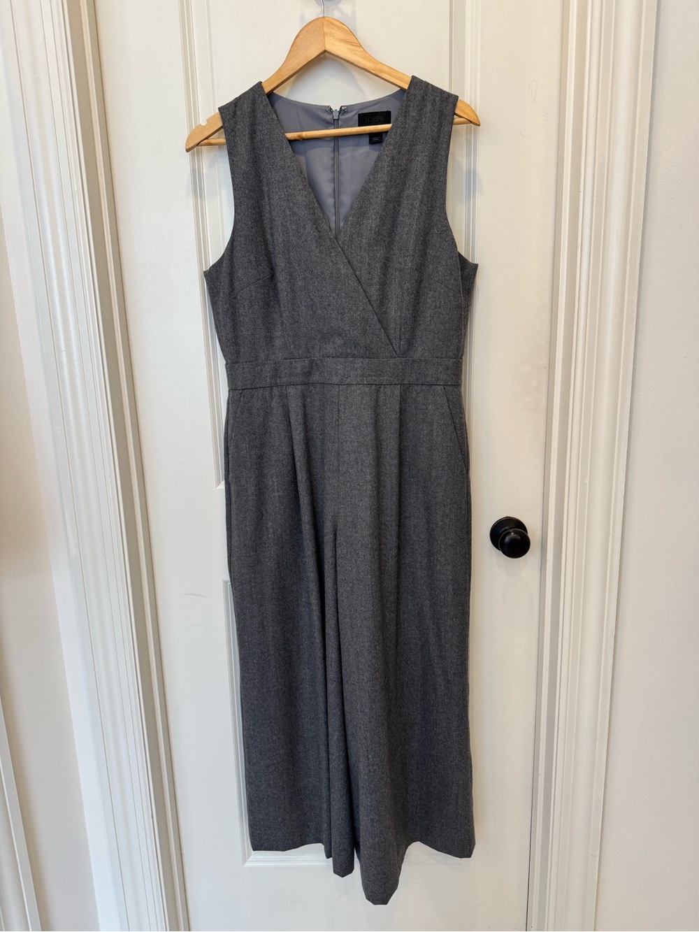 J. Crew Charcoal Gray Sleeveless V-Neck Jumpsuit